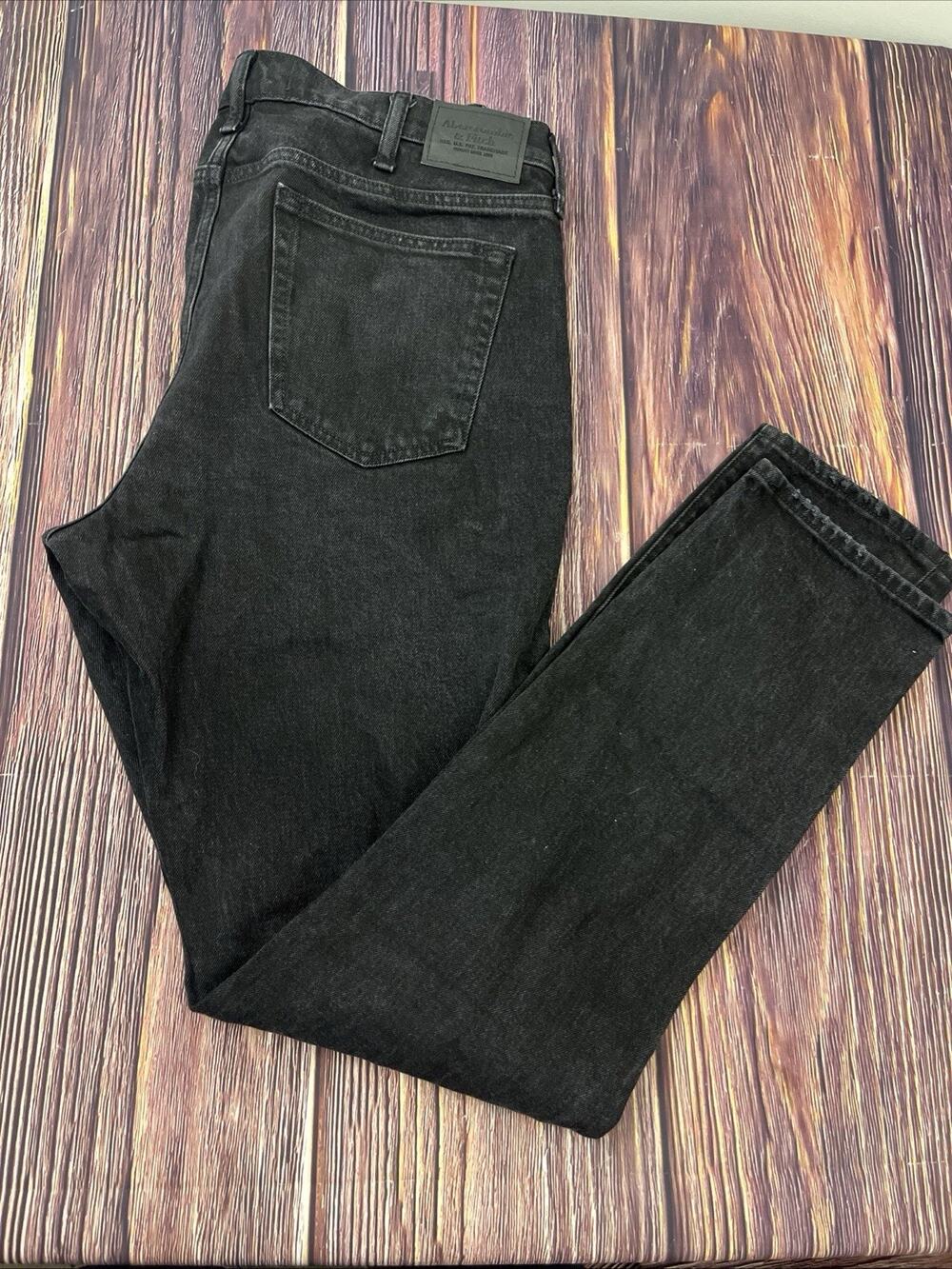 Abercrombie Fitch Vintage Stretch Slim Black Jeans Mens Size 38x34 (Actual 38x33